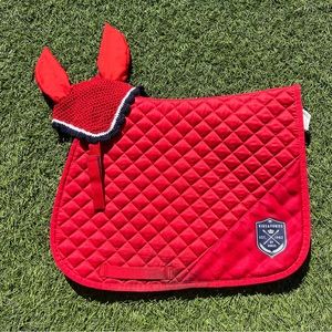 Red Saddle Pad and Bonnet Set